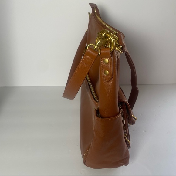 Share Minooy Hera Crossbody Tote Shoulder Bag Caramel Color 6.6L Soft Leather - Picture 10 of 16
